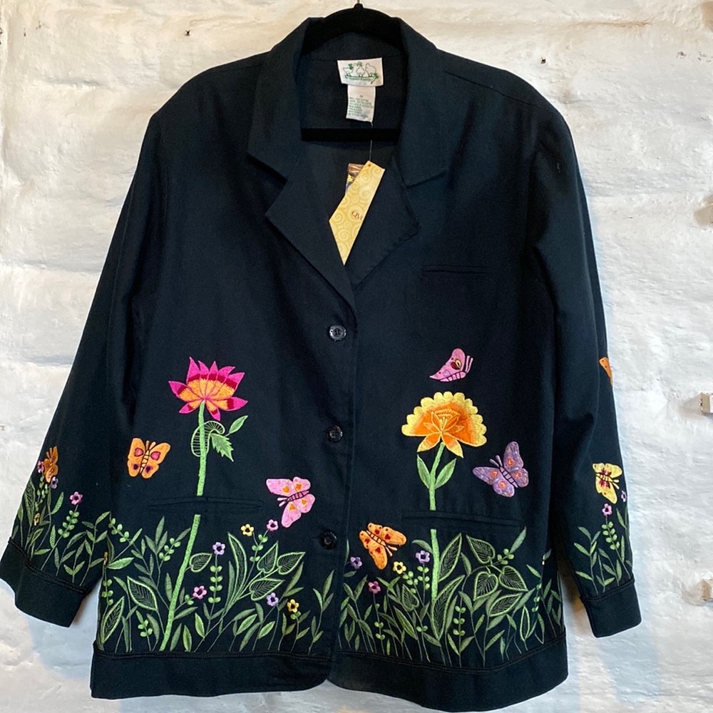 Quacker Factory Embroidered Jacket Coat 1X